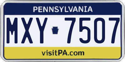 PA license plate MXY7507