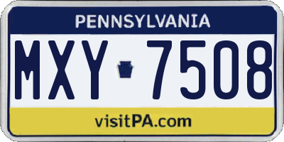 PA license plate MXY7508