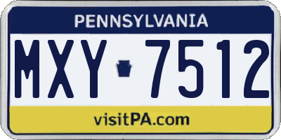 PA license plate MXY7512