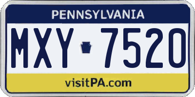 PA license plate MXY7520