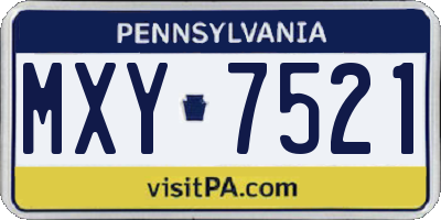 PA license plate MXY7521