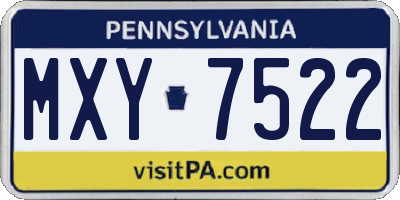 PA license plate MXY7522