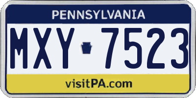 PA license plate MXY7523