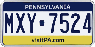 PA license plate MXY7524