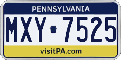 PA license plate MXY7525
