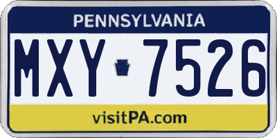 PA license plate MXY7526