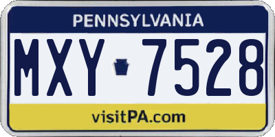 PA license plate MXY7528