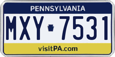 PA license plate MXY7531