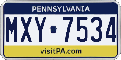 PA license plate MXY7534
