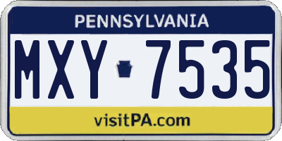 PA license plate MXY7535