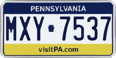 PA license plate MXY7537
