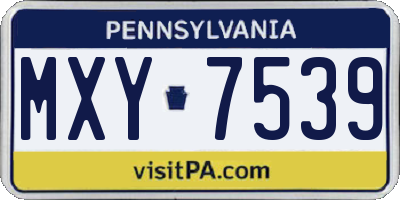 PA license plate MXY7539