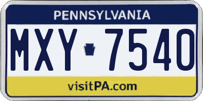 PA license plate MXY7540