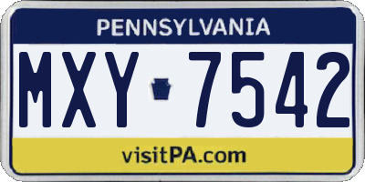 PA license plate MXY7542