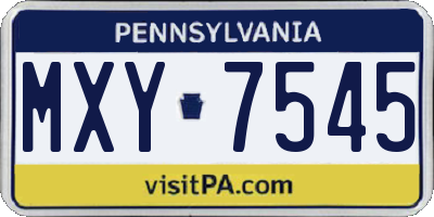 PA license plate MXY7545