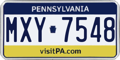 PA license plate MXY7548