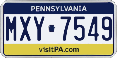 PA license plate MXY7549