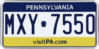 PA license plate MXY7550