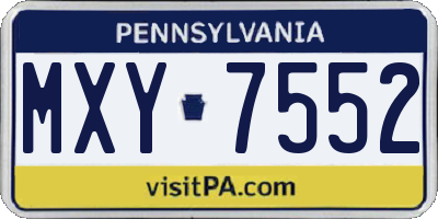 PA license plate MXY7552