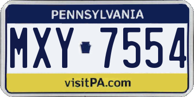 PA license plate MXY7554