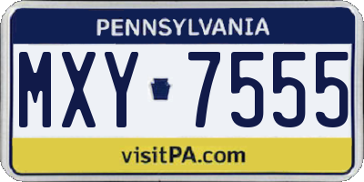 PA license plate MXY7555