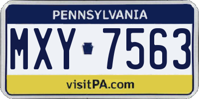 PA license plate MXY7563