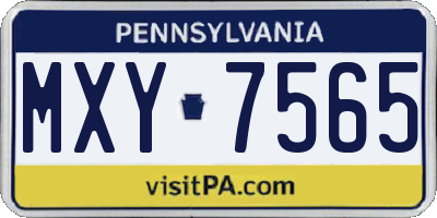 PA license plate MXY7565