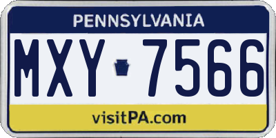 PA license plate MXY7566