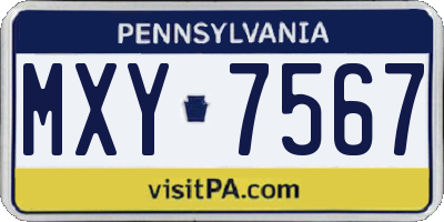 PA license plate MXY7567