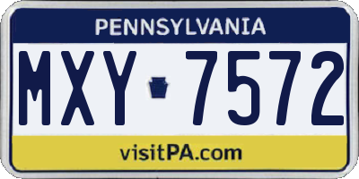 PA license plate MXY7572