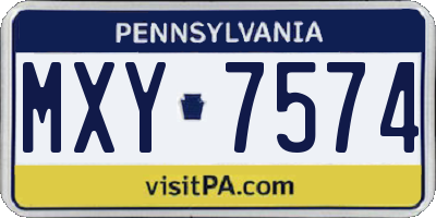 PA license plate MXY7574