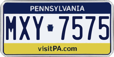 PA license plate MXY7575