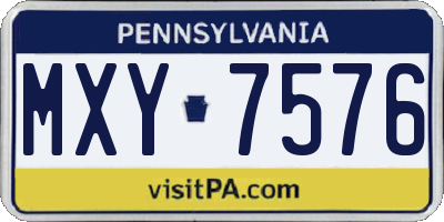 PA license plate MXY7576