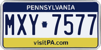 PA license plate MXY7577