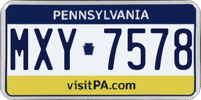 PA license plate MXY7578