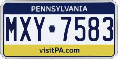PA license plate MXY7583