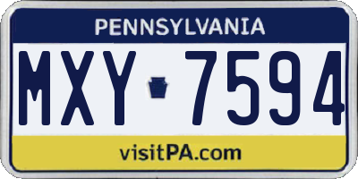 PA license plate MXY7594
