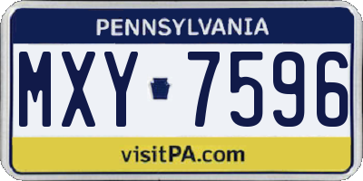 PA license plate MXY7596