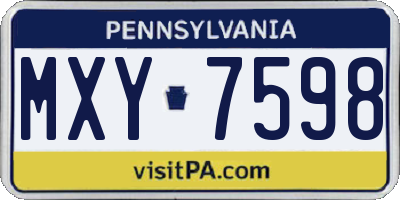 PA license plate MXY7598