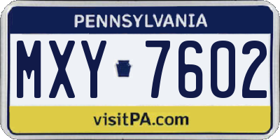 PA license plate MXY7602