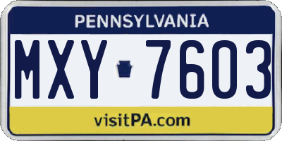 PA license plate MXY7603