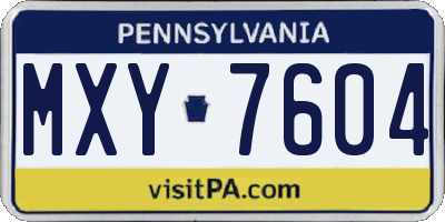 PA license plate MXY7604