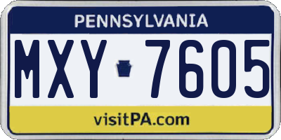 PA license plate MXY7605
