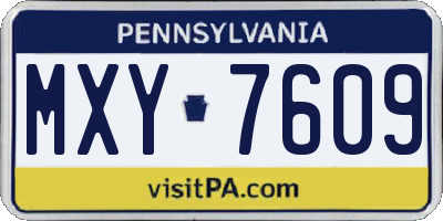 PA license plate MXY7609