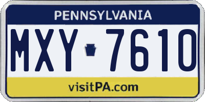 PA license plate MXY7610