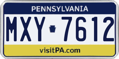 PA license plate MXY7612