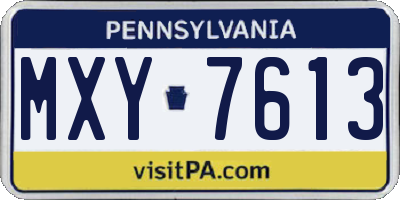 PA license plate MXY7613