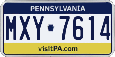 PA license plate MXY7614