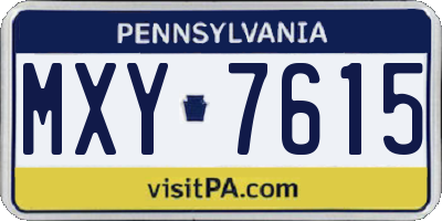 PA license plate MXY7615