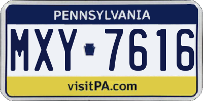PA license plate MXY7616